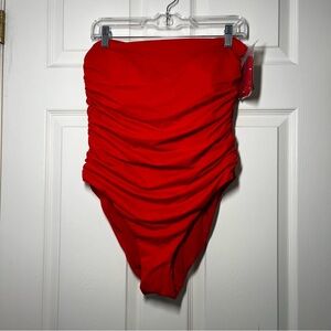 Victoria's Secret Essential Ruched Red Swimsuit with Adjustable Straps Size XL